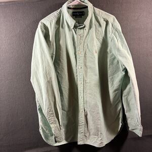 ralph lauren classic fit men cotton shirt xl green button golf casual preppy